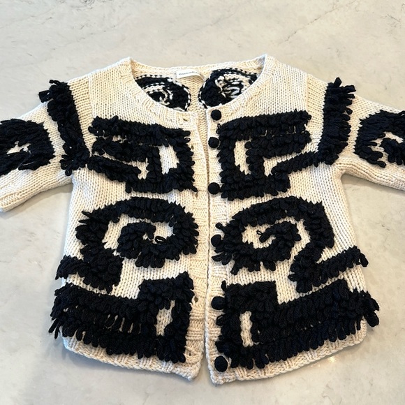 charlie & robin Sweaters - Women's Cream & Black Textured Knit Cardigan